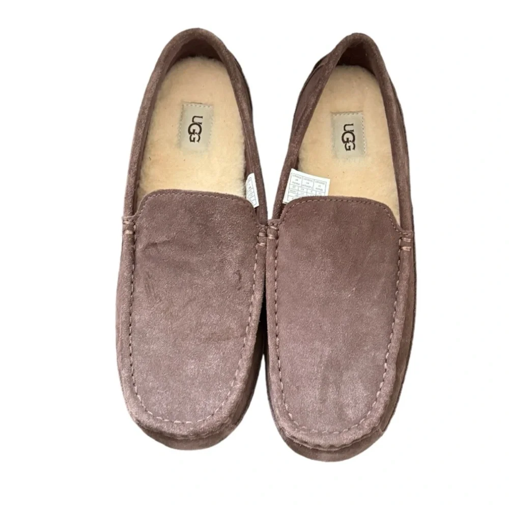 UGG Alder Men’s Shearling Suede Brown Slip On Loafers Size 10
